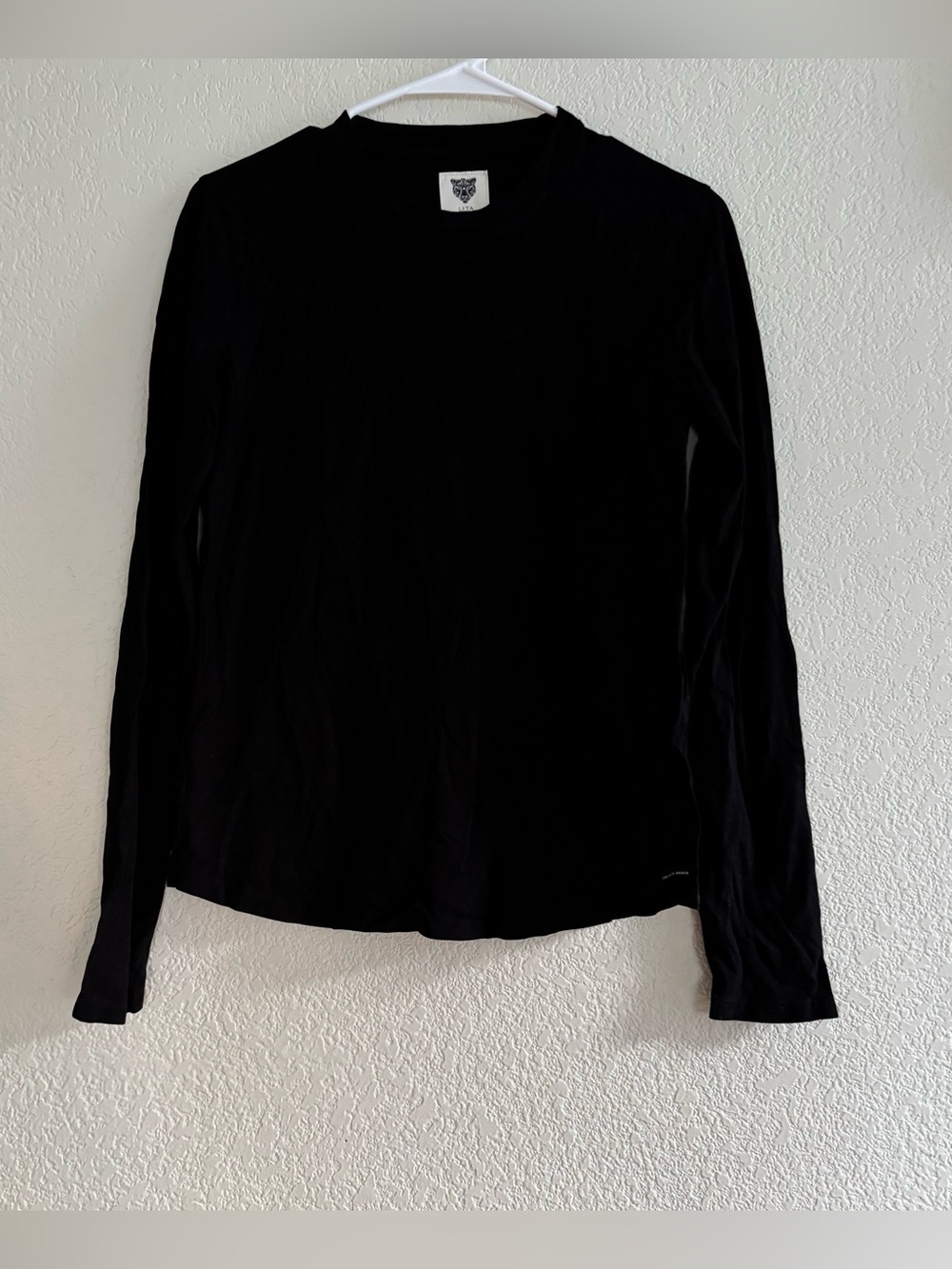 Lita by Ciara Black Basic Tee Top Long Sleeve Crew Neck Organic Cotton S New